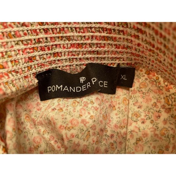 Pomander Place Women's Floral Smocked Modoc Top Mock Neck Blouse Size XL NWOT - Picture 5 of 8
